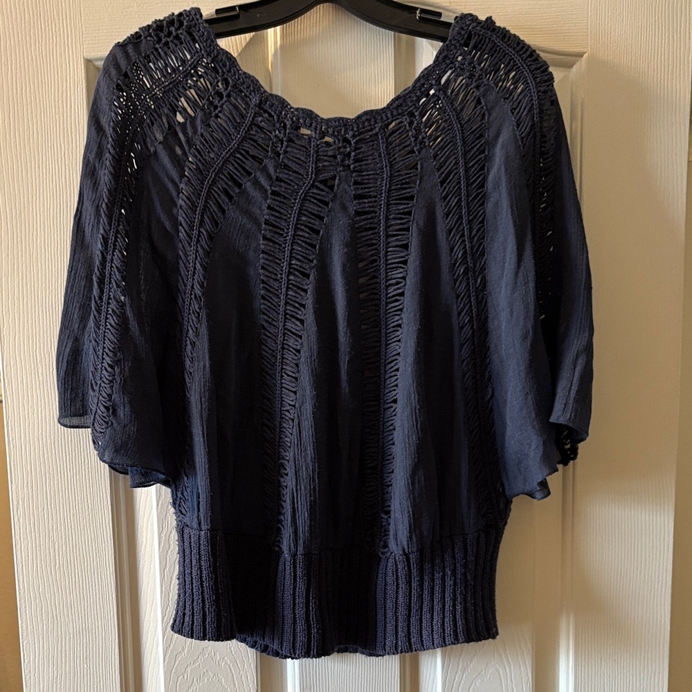 Tiny Euc Navy Blue Stitched Blouse With A Sweater… - image 1
